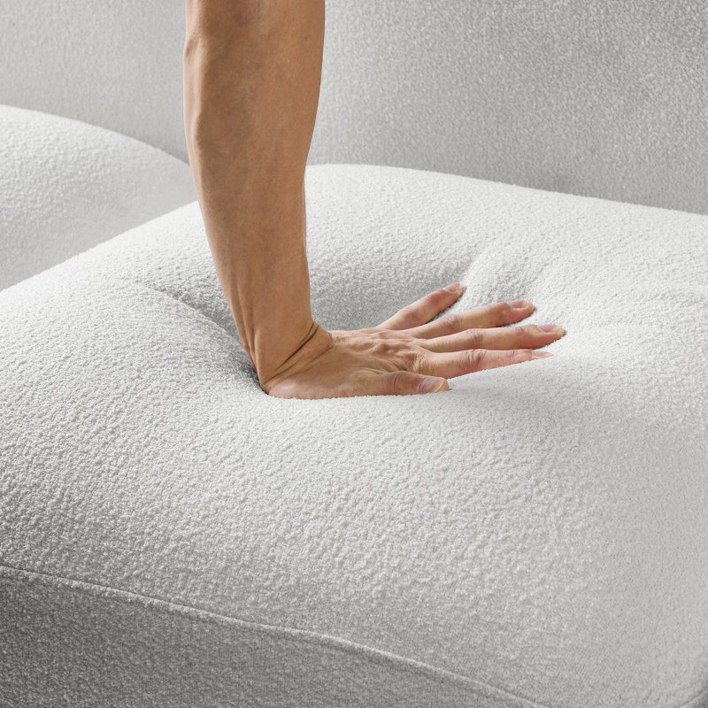 Assise modulaire réversible de 94 po avec repose-pieds Ashawn, 100 % polyester ivoire