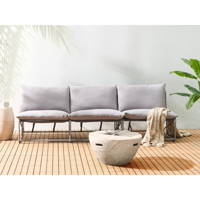Garden Sofa Set 3 Seater Bessi Metal Green