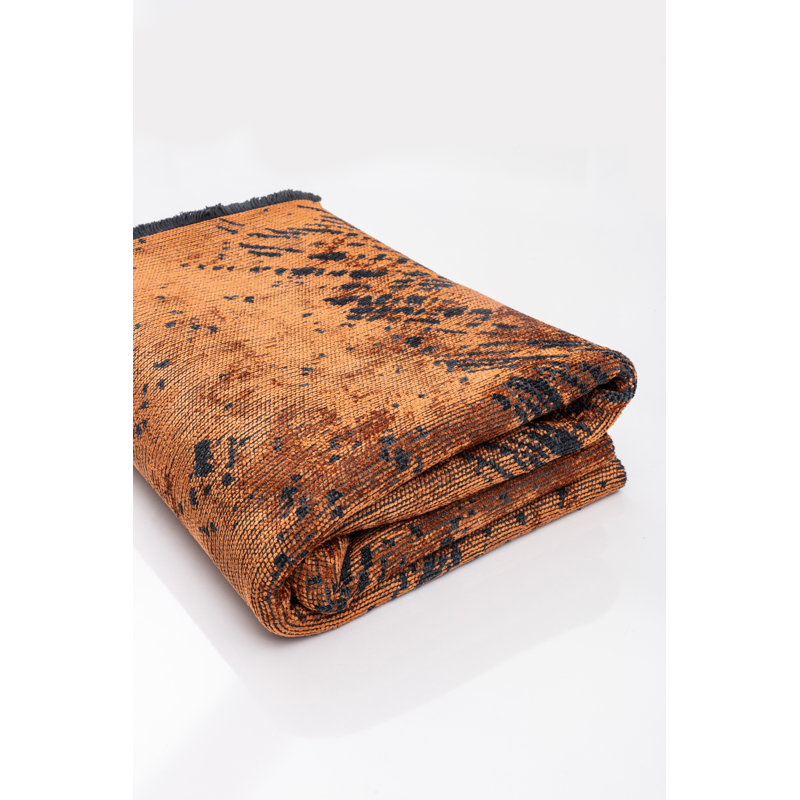 Rapture Orange/Black Abstract Luxury Area Rug, Rectangle 7'10" x 11'2"