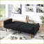Canapé ajustable moderne minimaliste en tissu de 80 po de largeur pour le salon Chambre d'amis | Noir | Bois | Tissu