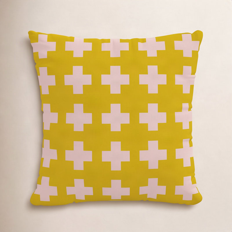 Dema Geometric Outdoor Reversible Throw Pillow, 18" x 18", Yellow