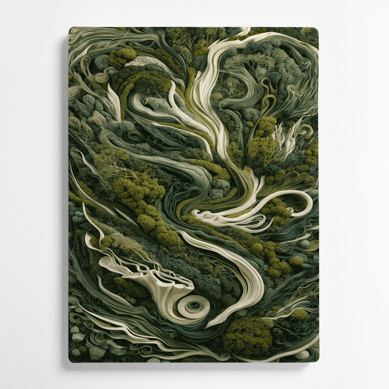 Paysage abstrait 41, art mural en métal vert, H 20 po x l 24 po