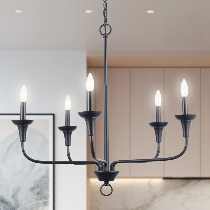 Lustre moderne à 5 lumières Capella, 5 lumières, Noir