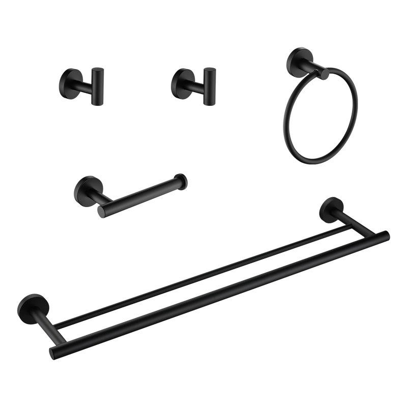 Ensemble de quincaillerie de salle de bain 5 pièces, Noir mat