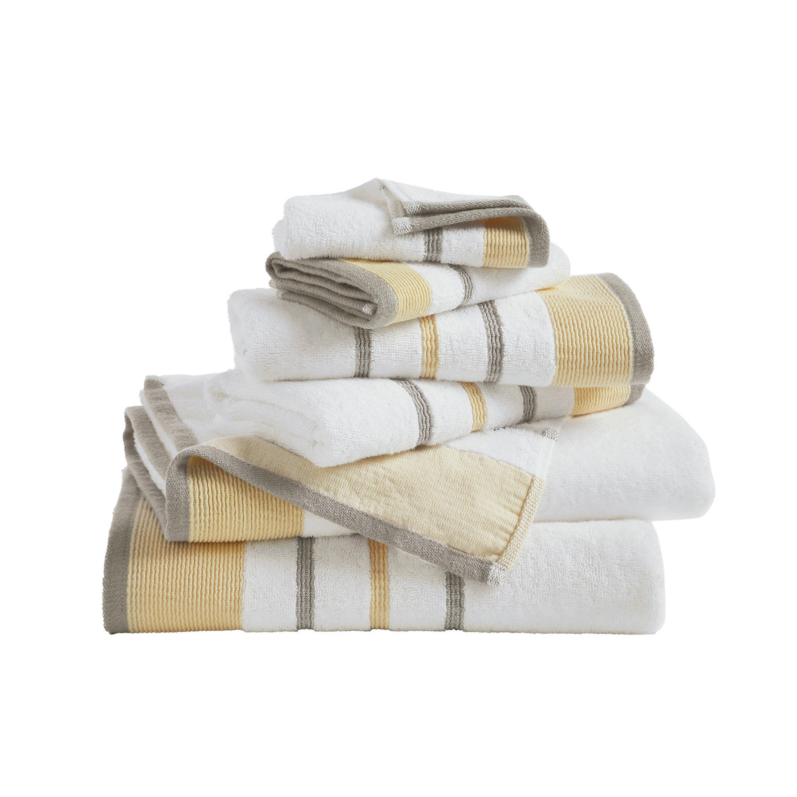 Deanthony Luxury Cotton Decorative, Gold/Gray, 6 Piece Towel Set