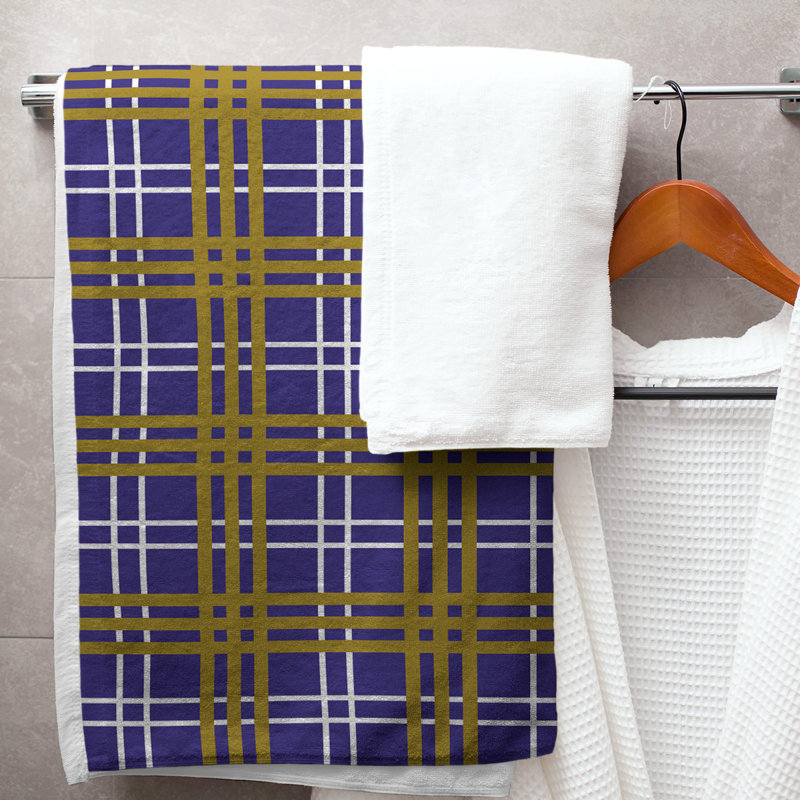 Serviette de bain Baltimore football Luxury, Mauve / blanc / or métallique, Mélange polyester-coton