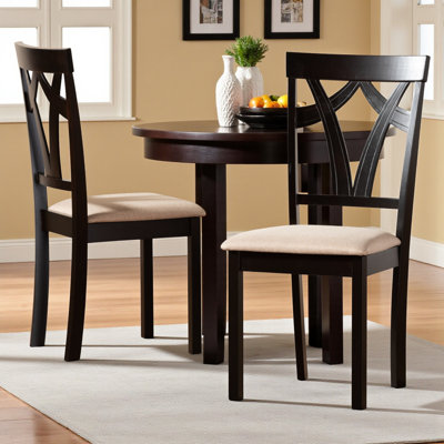 Cassis Modern Sand Fabric Espresso Brown Dining Chairs, 36.75'' H X 17.12'' W X 17.73'' D