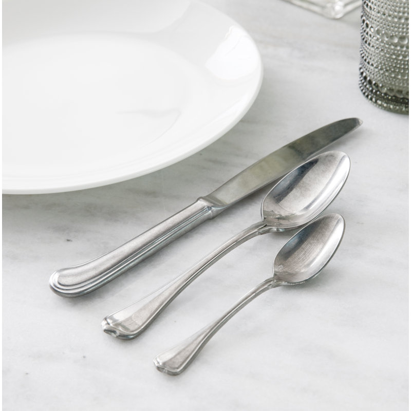 San Marco 20 Piece 18/10 Stainless Steel Flatware Set, Service for 5, Antiqued Silver