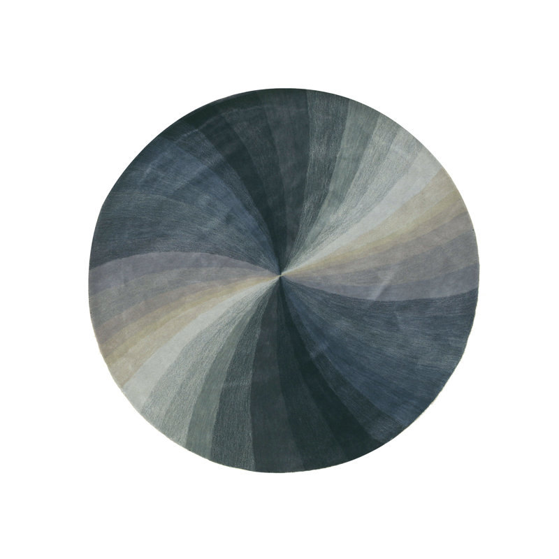Tapis bleu en laine touffeté à la main Hanchett, Rond 6 pi