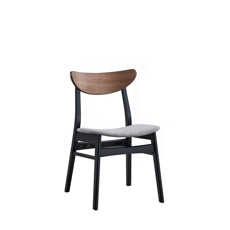 Ensemble de 2 chaises d'appoint en lin gris, noyer et finition noire