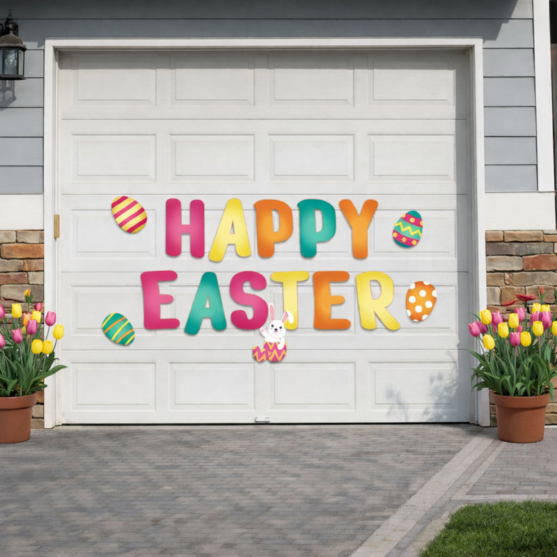 Aimants de porte de garage Joyeuses Pâques, ensemble de 16 décorations murales pour porte de garage