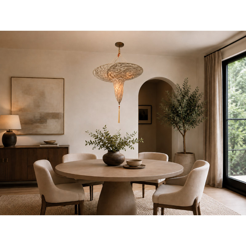 Traditional 4 Light European Fabric Chandelier