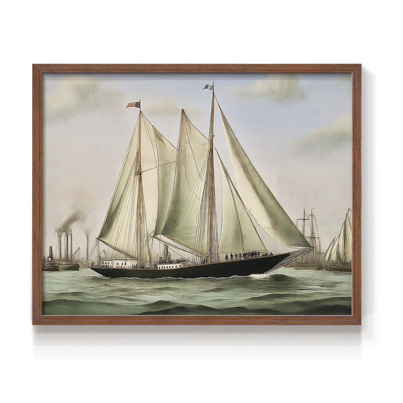 Nautical Series-CLXVI -Framed Print - Restickable, H 16 po x l 20 po, Noyer