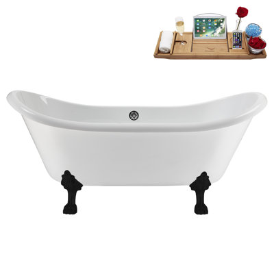 71" Streamline Clawfoot Tub,Tray,Drain and Clawfeet