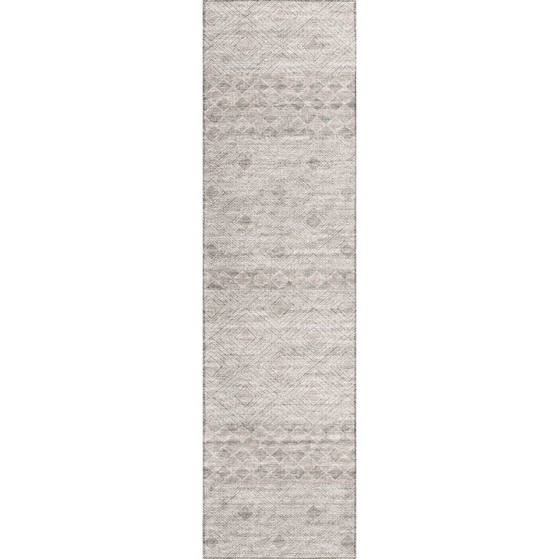 Anazco Chenille Washable Geometric Indoor / Outdoor Rug, Runner 2'3" x 7'6"