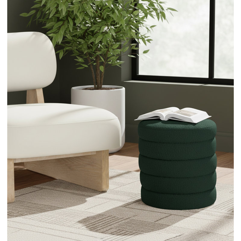 Repose-pieds standard Amy-Claire de 15 po de largeur, Tissu bouclé vert