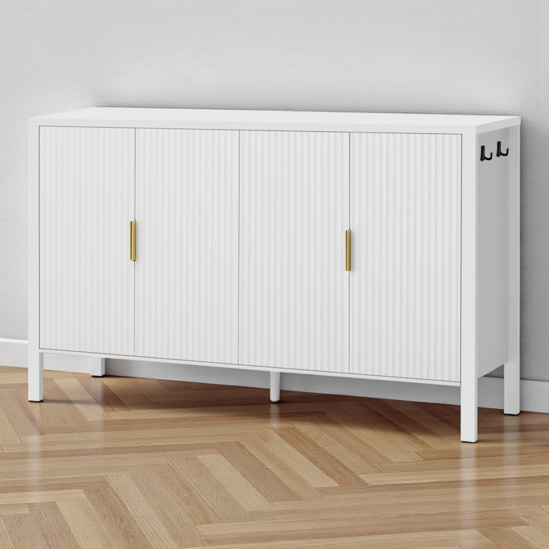 57.53" Wide Sideboard with Cabinet, White