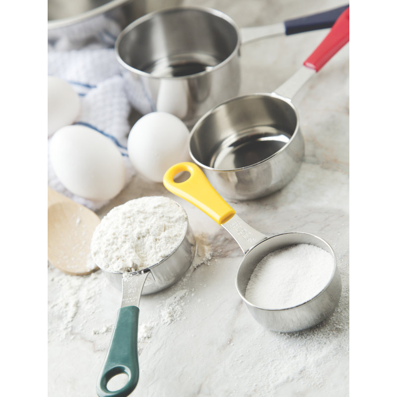 Color-Coded Stainless Steel Measuring Cup Set with Engraved Measurements