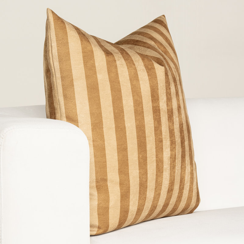 Coussin Birch Lane, Rayures jaunes, Polyester, Carré 22 po