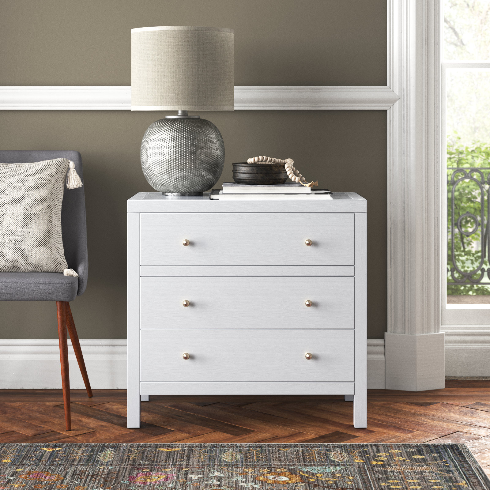 Celine 34" Acacia Dresser, Textured White