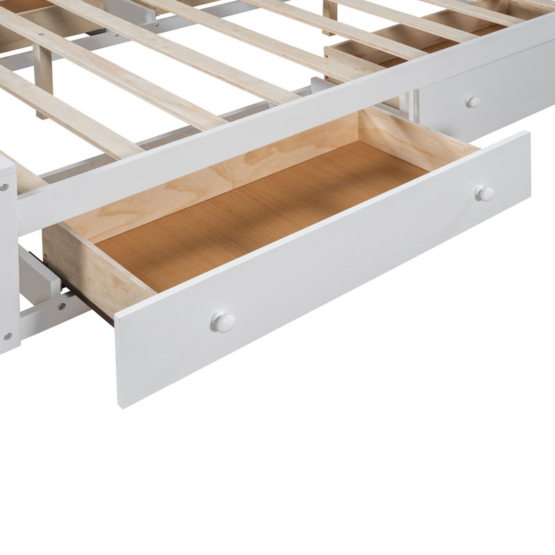 Queen Size Wooden Bed With All-in-One Cabinet, Shelf and Sockets