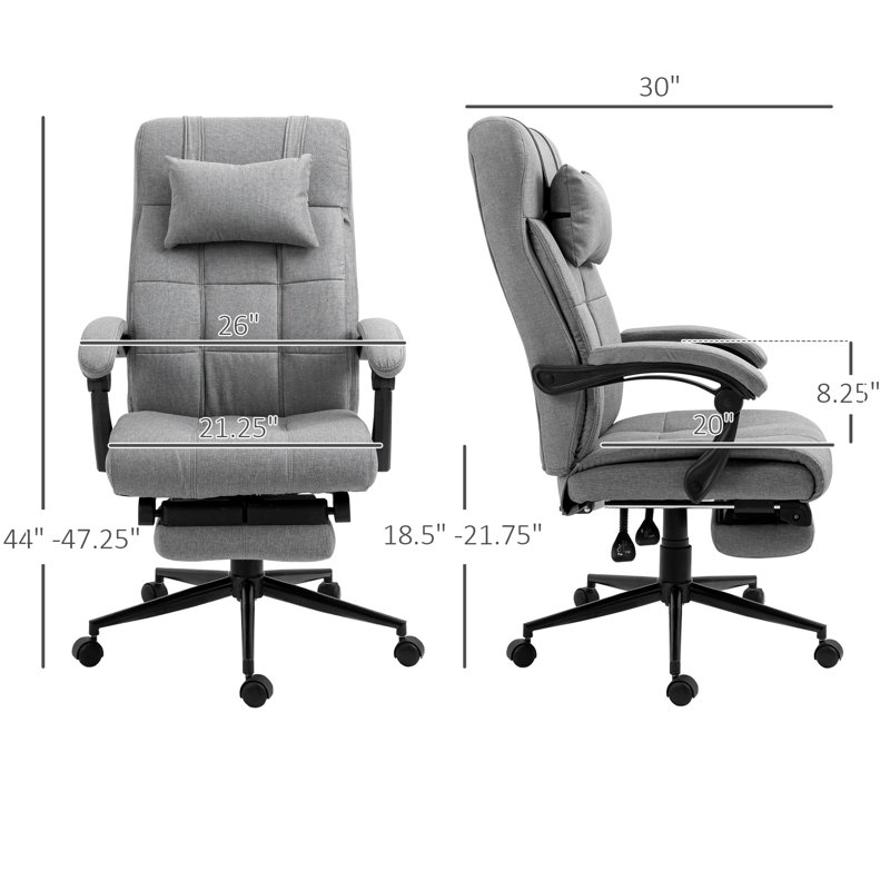 Fauteuil de bureau pivotant à dossier haut avec repose-pieds rembourré à hauteur réglable