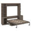Grand lit escamotable avec bureau, tablettes et armoires ouvertes, lit escamotable pliable en bois avec poste de travail et tiroirs-121886218