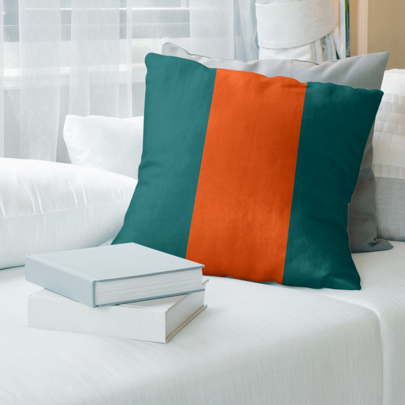 Housse de coussin, 18 po x 18 po, Turquoise / Orange, Polyester sergé