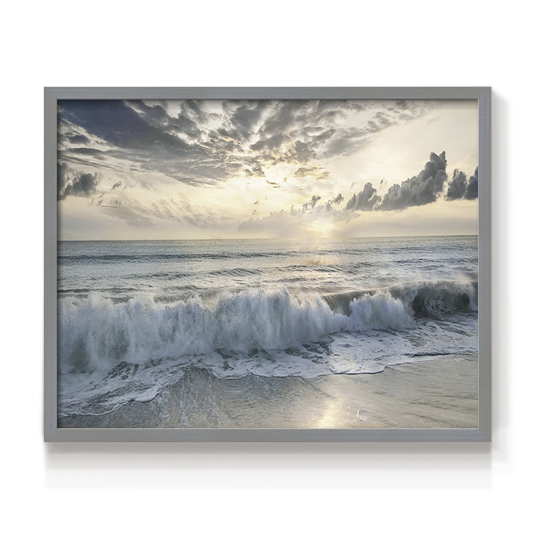 Soft Tides I -Framed Print - Restickable, 8" H x 10" W, Gray