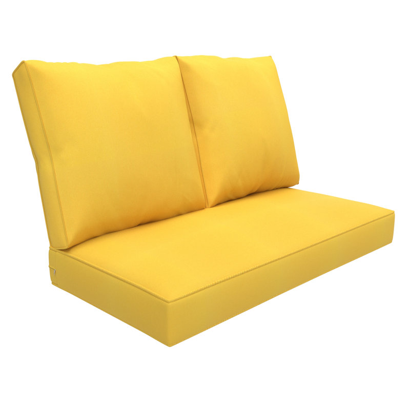 Sunbrella Outdoor Loveseat Cushion, Deep Seat/Back Replacement Cushion 5 Inch, Canvas Sunflower