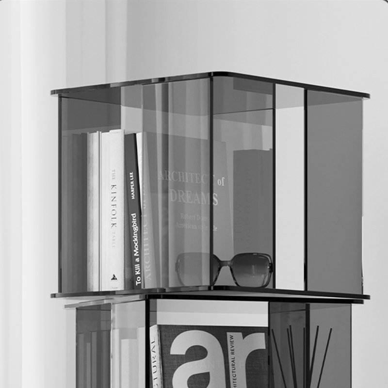 Bibliothèque rotative en acrylique semi-transparente, Noir, noir, noir, noir