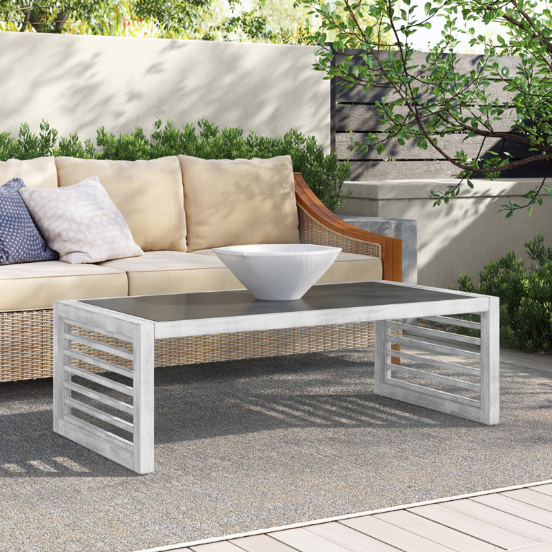 Table basse en aluminium thermolaqué Torland, Gris fumée