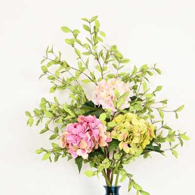 Arrangement floral d'hortensia artificiel de 36 po pour remplissage de vase, branche de feuillage d'eucalyptus de ferme, longue tige florale en vrac pour décoration de table de centre de table de bureau à domicile