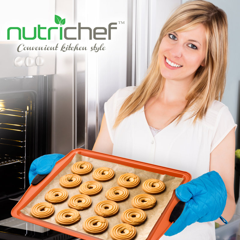 NutriChef Non-Stick Carbon Steel 3 Piece Baking Sheet Set