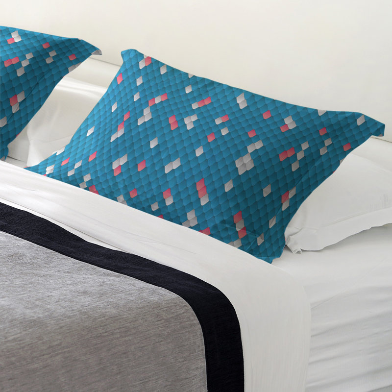 Taie décorative Katelyn Elizabeth, Microfibre, Très grand, Bleu / Rose