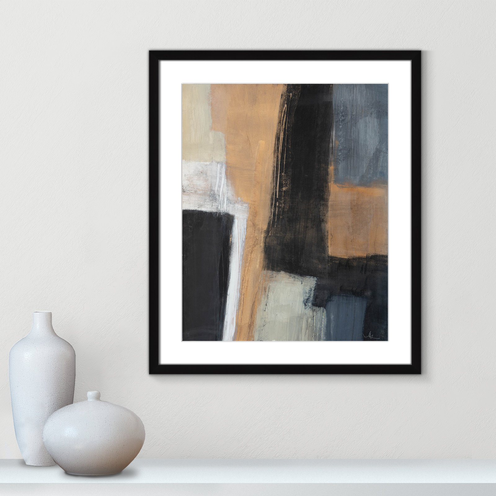Metallic Slate I Print, 25.5" H x 21.5" W x 1.25" D, Black Matted Picture Framed