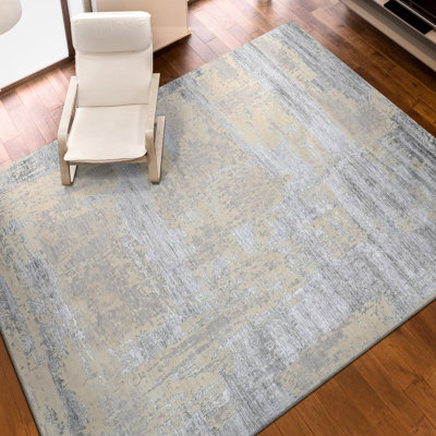 High-Quality Hand-Knotted Silver And Grey Area Rug