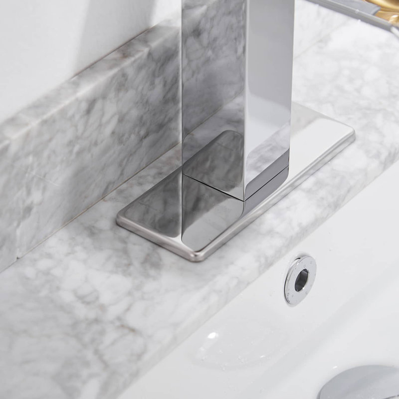 Chrome Single-Handle Waterfall Bathroom Faucet with Drain Assembly