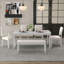 Ensemble de salle à manger de style rustique à rallonge 6 pièces 59-72 "- 4 chaises + banc compact, finition patinée et pieds rétro sculptés pour la cuisine / salle à manger-1429112252