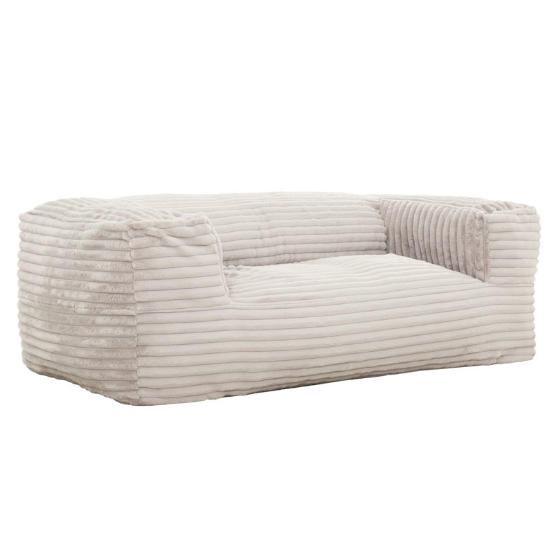 Sealy® Redd 71" Corduroy Compressed Bean Bag Sofa, Beige Faux Fur