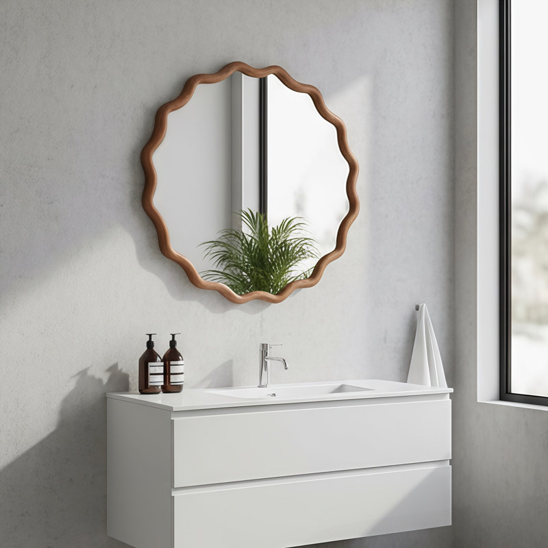 Miroir décoratif rond 24 pouces, Brun