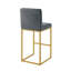 Tabouret à hauteur de comptoir de style moderne avec dossier plein et pieds robustes en fer, ensemble de 2 chaises de bar polyvalentes, gris foncé / or-884279311