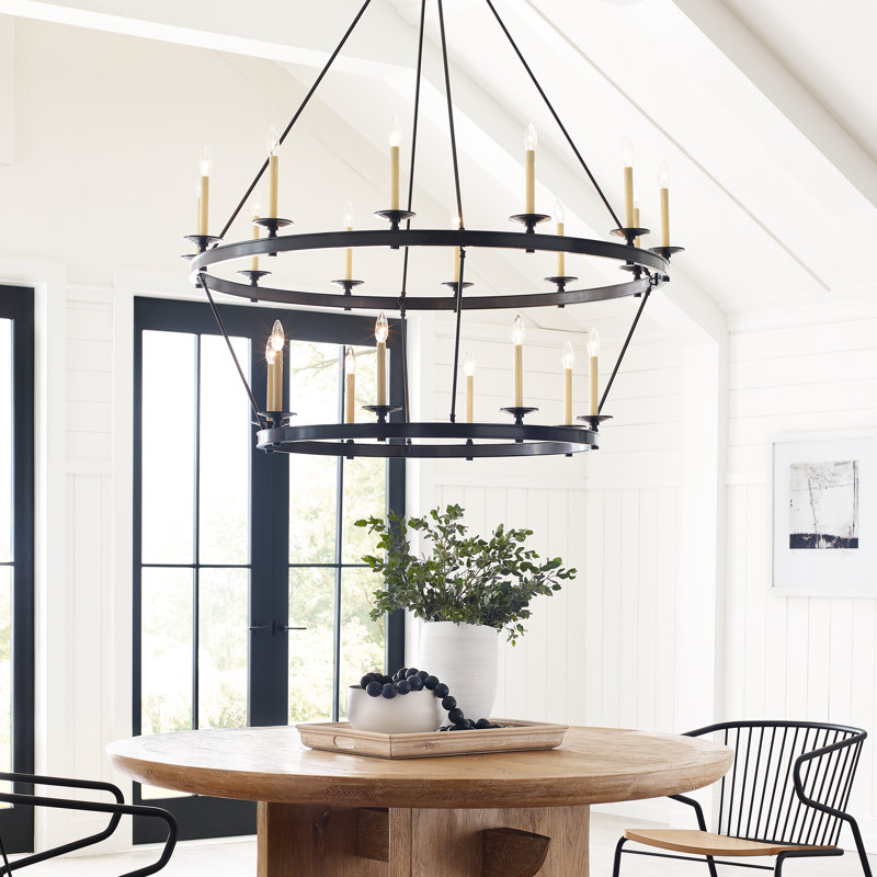 Chapman & Myers Launceton Two Tiered Chandelier, 47.5" H x 43.25" W x 43.25" D, Polished Nickel