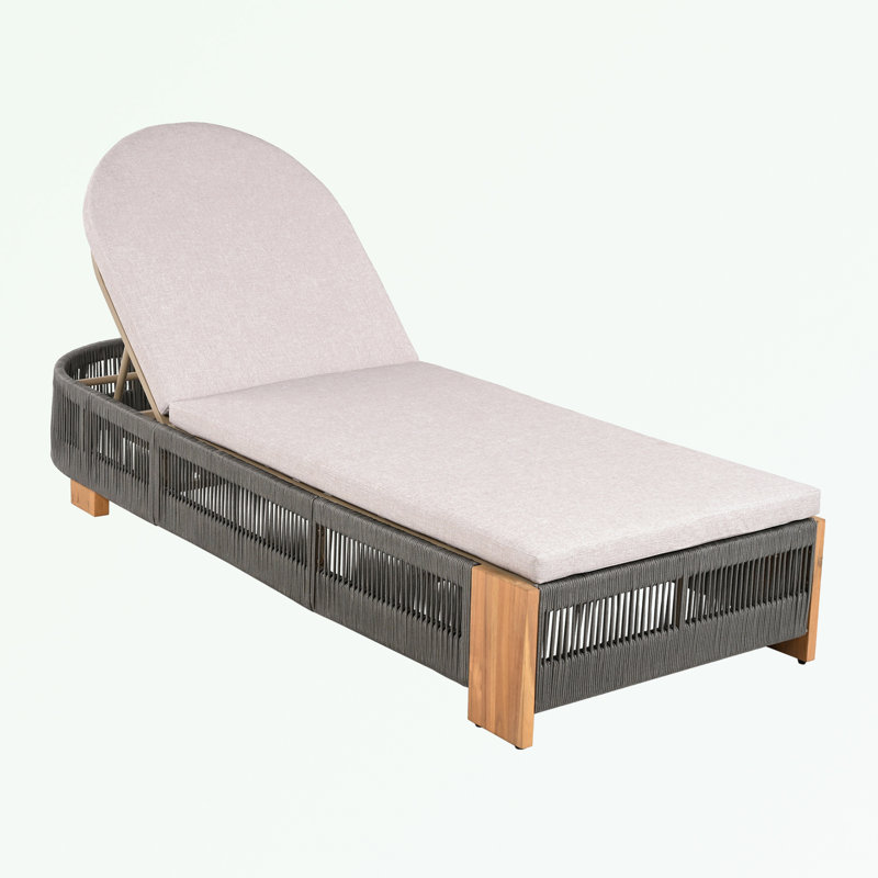 Chaise longue d'extérieur avec dossier réglable et coussin