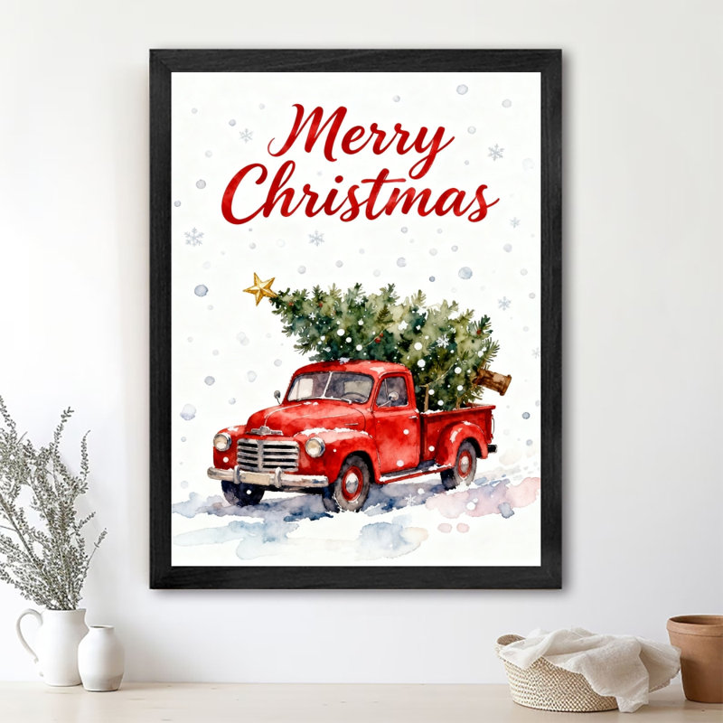 «Black is Vintage Merry Christmas, Christmas is here», reproduction d'art encadrée noire, H 17 po x l 13 po