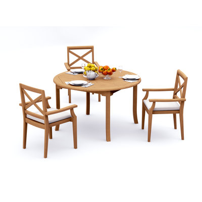 Ensemble de salle à manger 7 pièces en bois de teck de qualité A: table rectangulaire de 60 po et fauteuils empilables Damarrea # 11GR1306