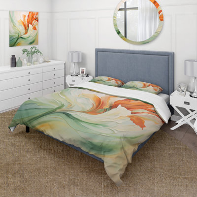 Ensemble de housse de couette Green Flowing Petals - Abstract Botanicals