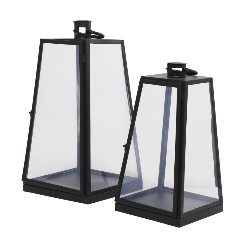 Ensemble de lanternes noires en métal pour l'intérieur et l'extérieur