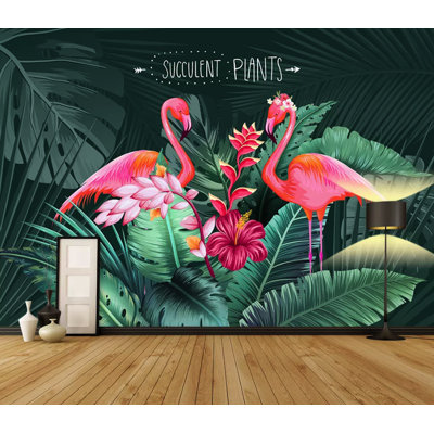 Papier peint amovible exotique Flamingo Mirabilis