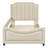 Twin Size Upholstered Daybed With Classic Stripe Shaped  Headboard-1378471184